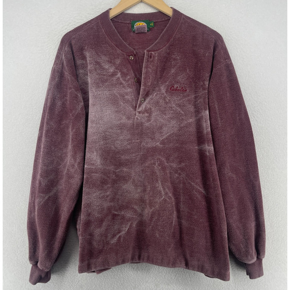 Cabela's Other - CABELAS Shirt Mens M Fleece Henley Long Sleeve Washed Cotton Purple